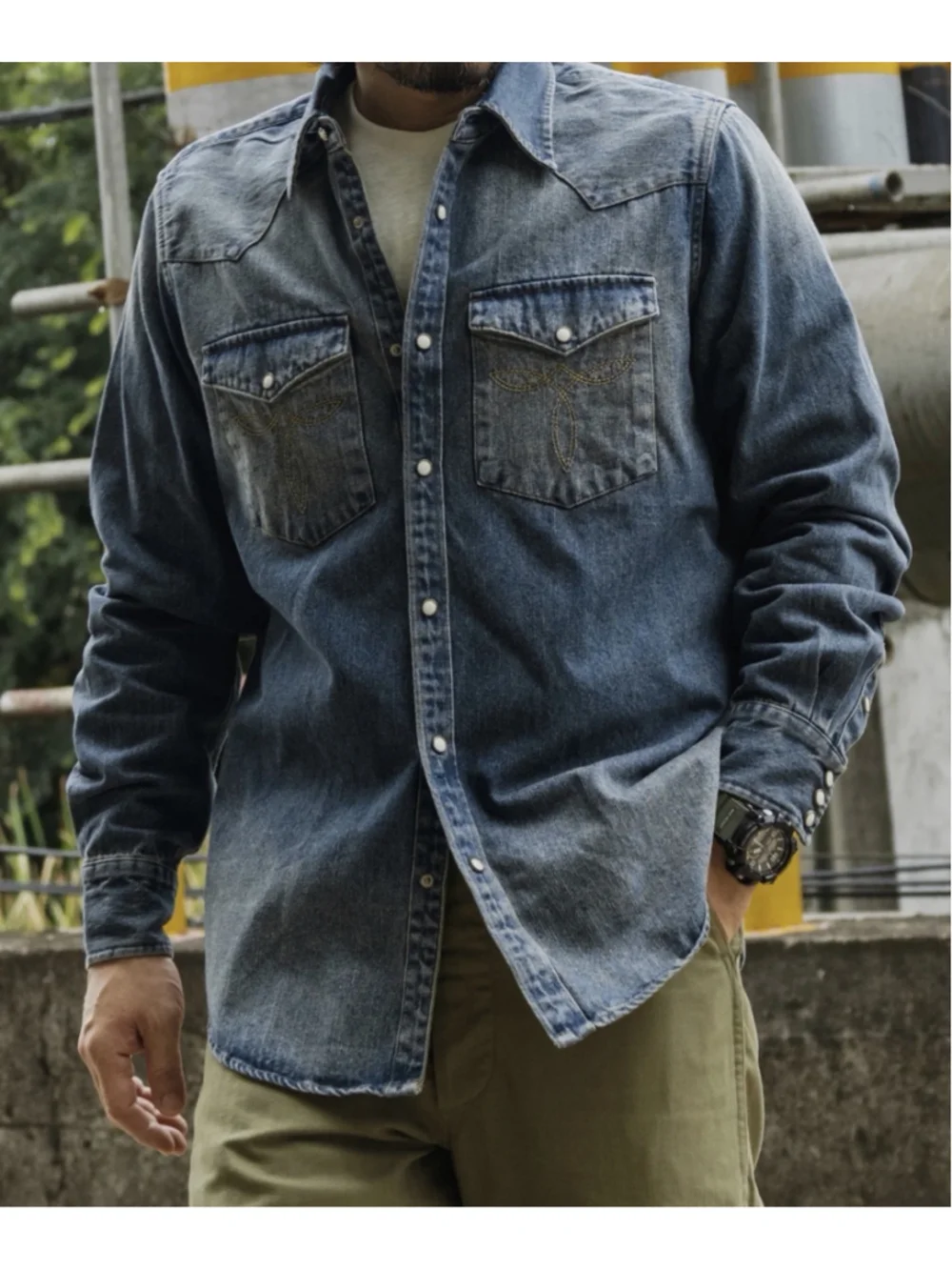1950s Slub Denim Western Shirt Non Stock Mfg. Co. USA Ship M